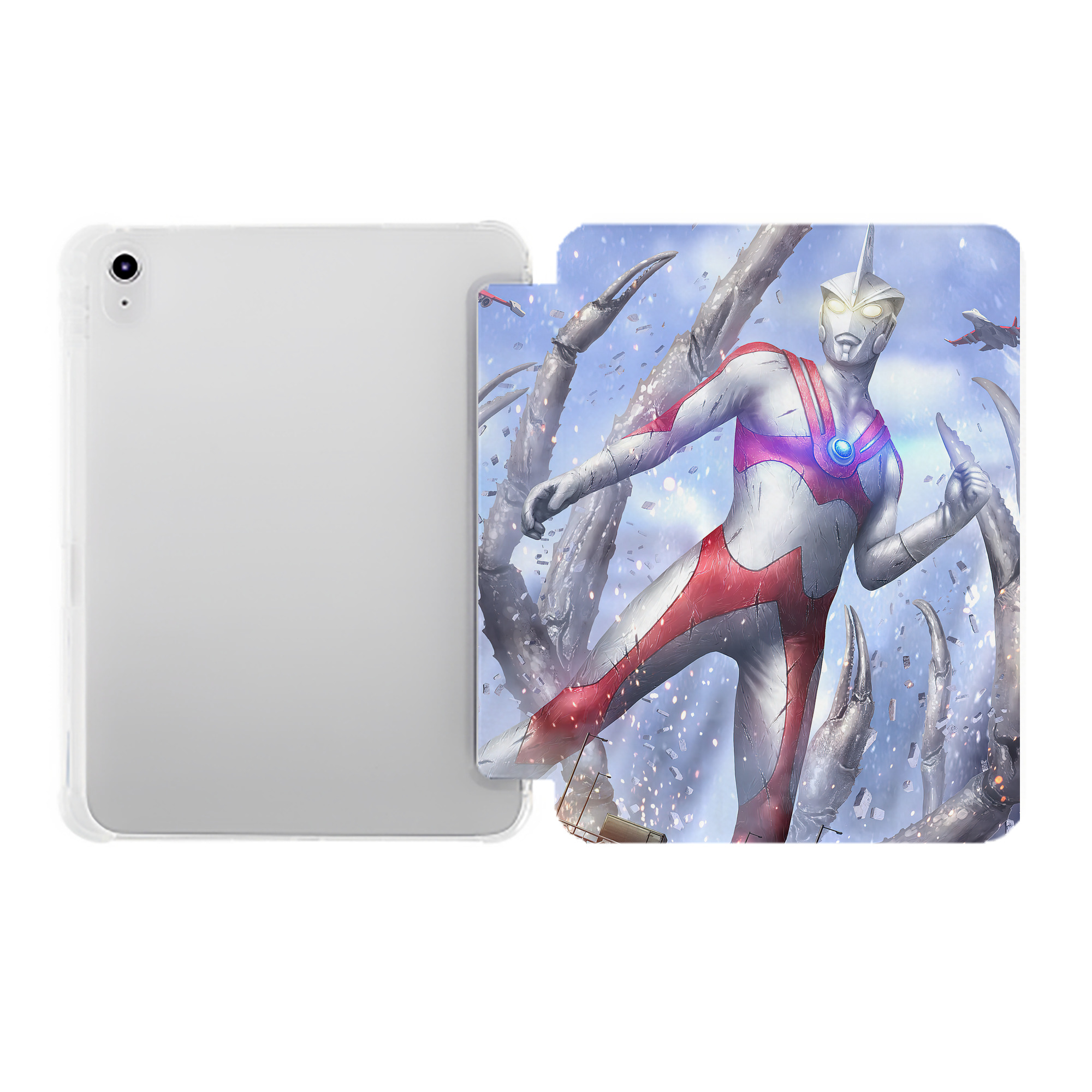 （画像用） ウルトラマン Ultraman IPad ケース ペン収納付き 三つ折りスタンド PUレザー×シリコン 対応機種9.5/10.5/10.9インチ